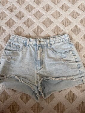 SHEIN Light Blue Distressed Denim Cutoff Shorts